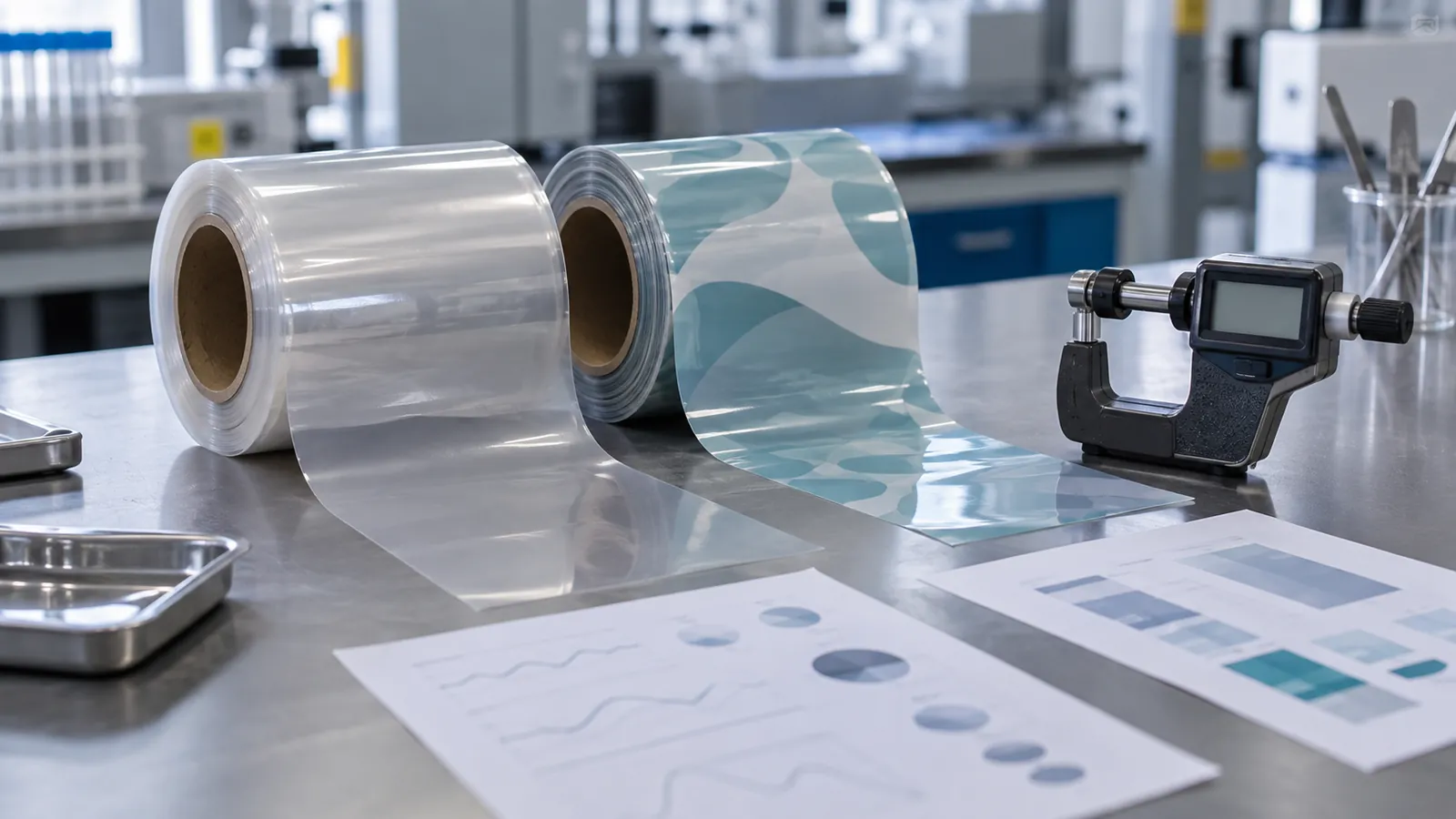 Measuring film thickness with a digital micrometer to compare two samples