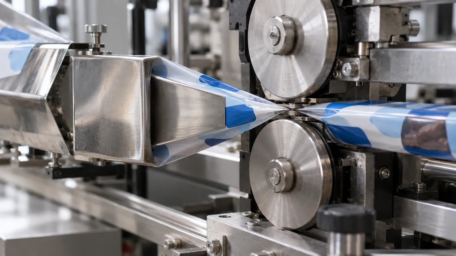 Forming box and fin-seal wheels of a horizontal flow wrapper