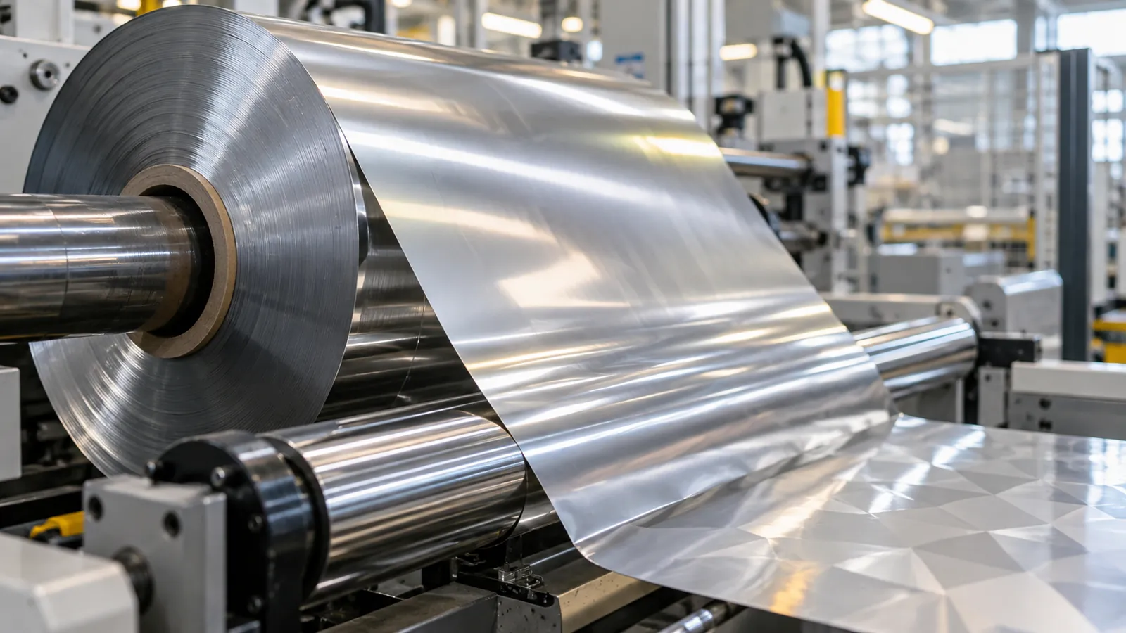 Metallized barrier film unwinding over a steel roller