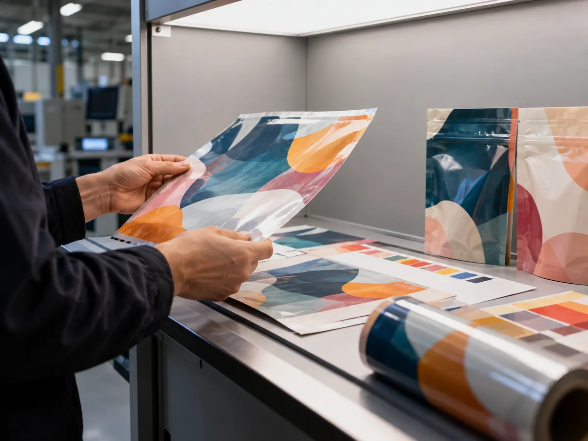 Comparing printed film samples in a color viewing booth