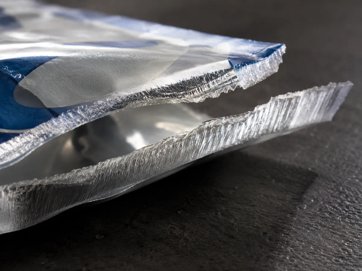 Illustration of separated edges of a generic flexible-package seal